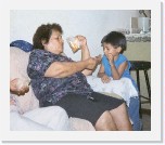 Dona Mague and Jared * Dona Maguey and Jared
Dona Maguey is a very special grandmother, and all her grandkids adore her. Here Jared (Cheche and Laura's son) is sharing a popsicle with her. * 854 x 739 * (537KB)